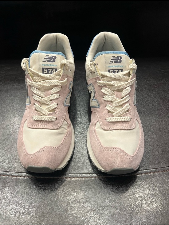 New Balance Shoes - New Balance 574 Low Top Lace-Up Suede Stone Pink Blue Haze WL574QC